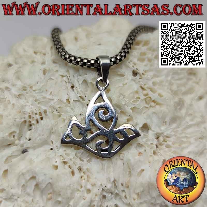 Silver pendant, the dove of peace in openwork profile