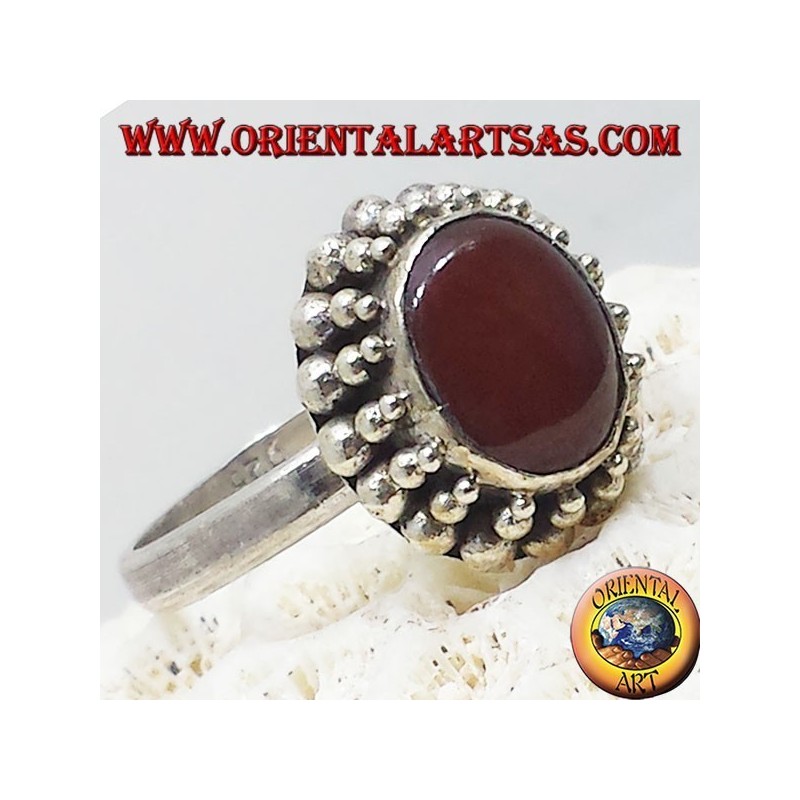 Anillo de plata con cabujón oval de cornalina Jayi