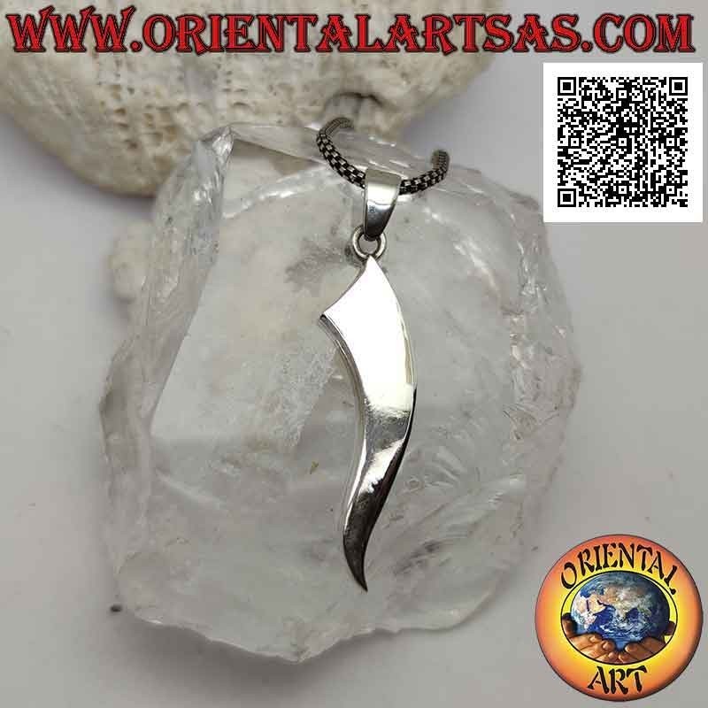 Colgante de cuerno "amuleto de la suerte" de plata lisa y plana con gotas de alambre de nácar multicolor