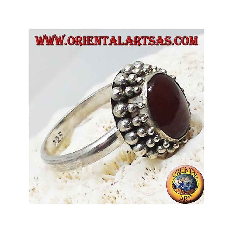 Silver ring with carnelian oval cabochon Jayi
