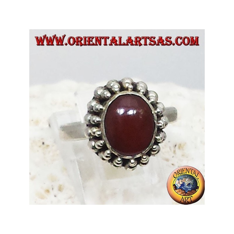 Bague en argent avec cornaline ovale cabochon Jayi
