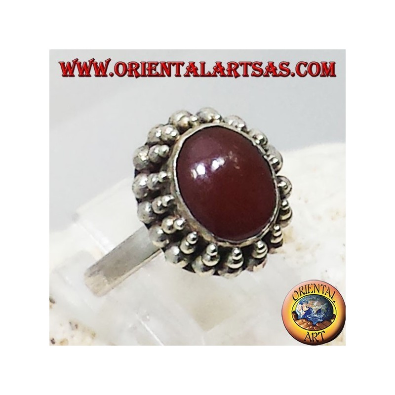 Anello in argento  con corniola ovale a cabochon Jayi