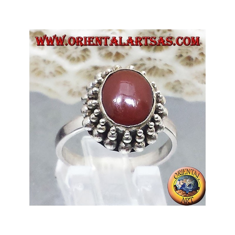 Silver ring with carnelian oval cabochon Jayi