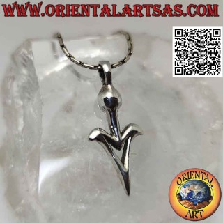 Ciondolo in argento, punta di freccia liscia ed elegante