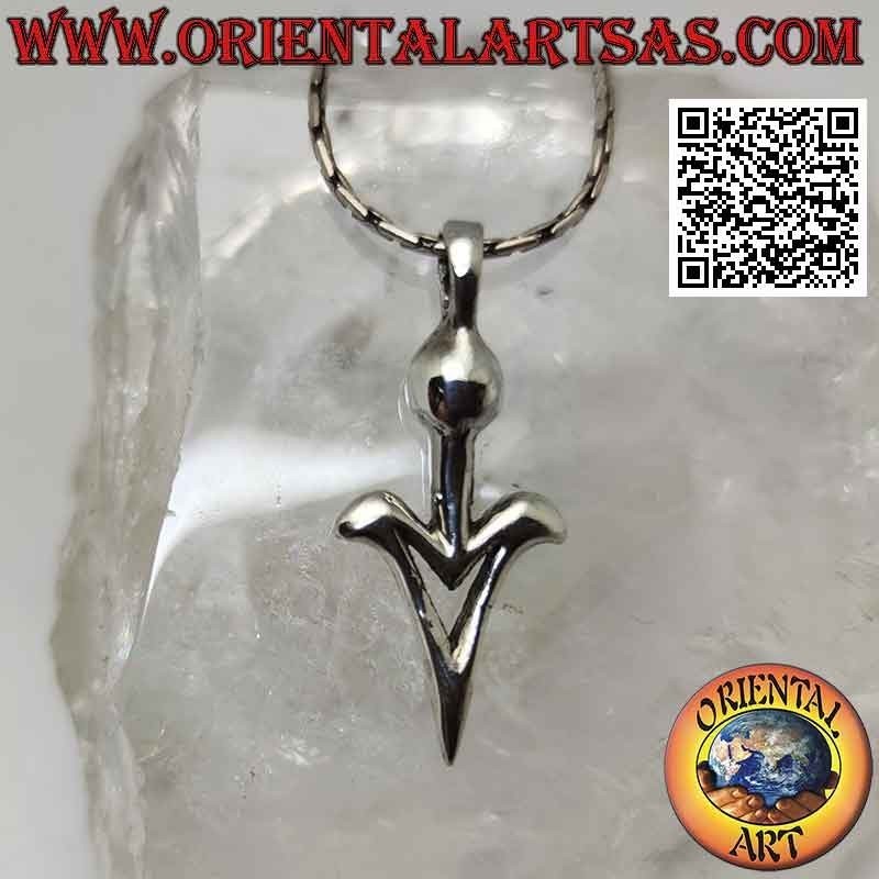 Pendentif en argent, pointe de flèche lisse et élégante