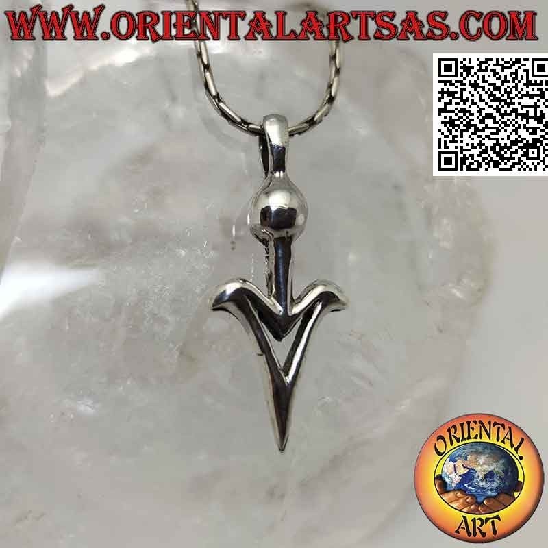 Ciondolo in argento, punta di freccia liscia ed elegante