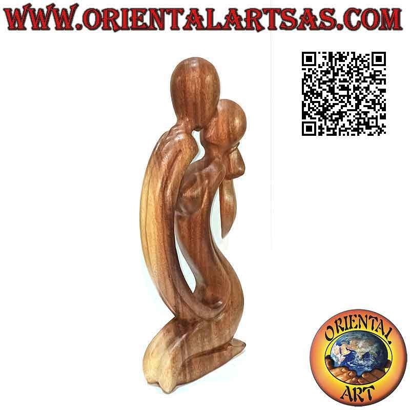 Sculpture "baiser" de style abstrait classique en bois de suar, 40 cm (transparent)