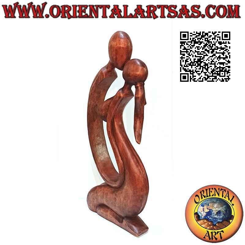 Skulptur "Kuss" im klassischen abstrakten Stil aus Suarholz, 50 cm (dunkel)