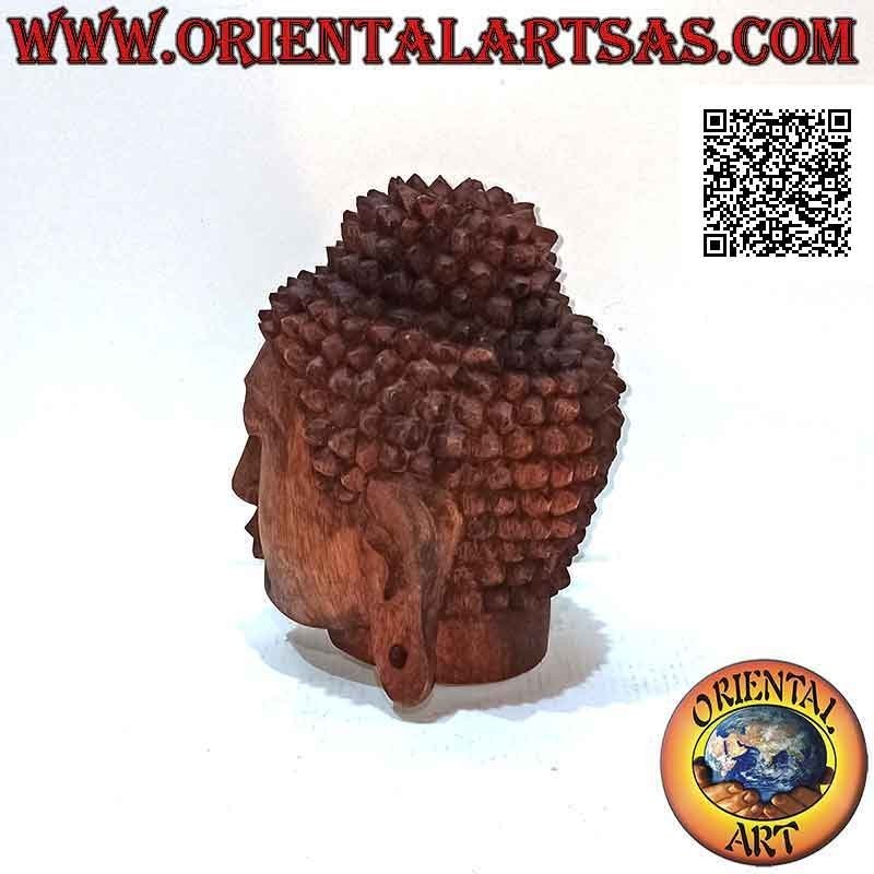 Dreidimensionale Buddha-Kopfskulptur, geschnitzt aus einem einzigen 16 cm großen Block Suarholz