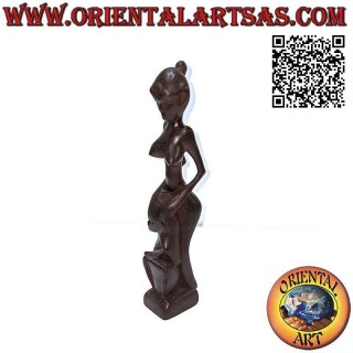 Sculpture of an indigenous mother and son in ebony wood