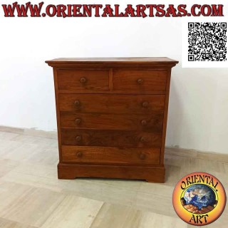 Commode rectangulaire à quatre tiroirs et deux tiroirs en bois de teck (profondeur 55)