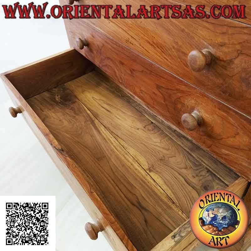 Rectangular chest of drawers with four drawers and two drawers in teak wood (depth 55)