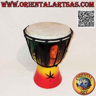 Bongo Djembé "Jamaika Dekoration" von 25 cm, handbemalt, aus Mahagoniholz ​​und Ziegenleder (1)