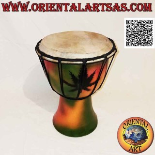 Bongo Djembé "Jamaika Dekoration" von 25 cm, handbemalt, aus Mahagoniholz ​​und Ziegenleder (7)