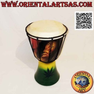 30 cm "Jamaica Dekoration" Djembé Bongo, handbemalt, aus Mahagoniholz ​​und Ziegenleder (1)
