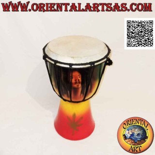 30 cm "Jamaica decoration" djembé bongo, hand painted, in mahogany wood and goatskin (2)