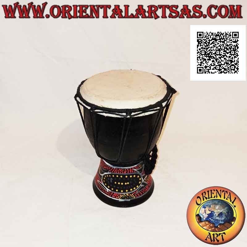 Bongo djembé "mosaic alligator decoration" 20 cm, black color, in mahogany wood and goatskin