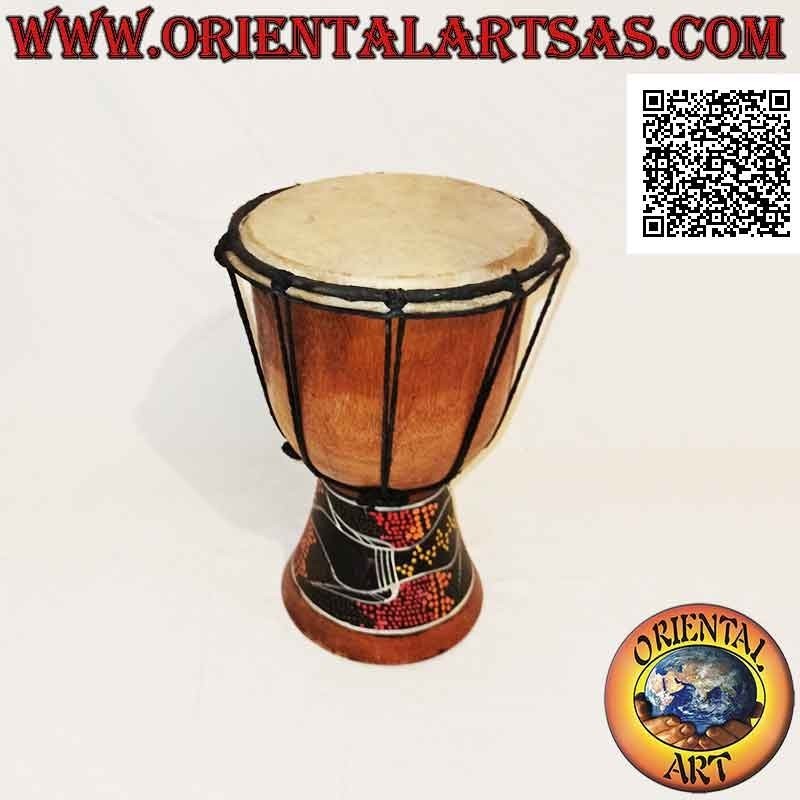 Bongo djembé "mosaic alligator decoration" 25 cm, light color, in mahogany wood and goatskin