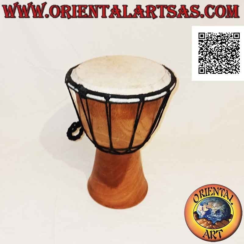 Bongo djembé "semplice" da 25 cm, colore chiaro, in legno di mogano e pelle di capra