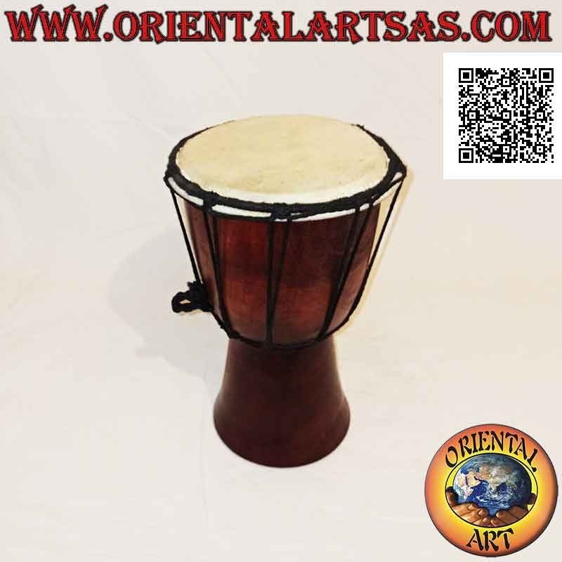 Bongo djembé "simple" 25 cm, couleur noyer foncé, en bois d'acajou et cuir de chèvre
