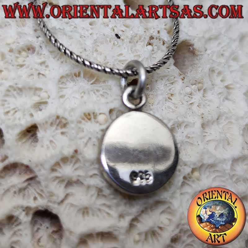 Silver pendant, smooth dolphin in profile on round bas-relief medal