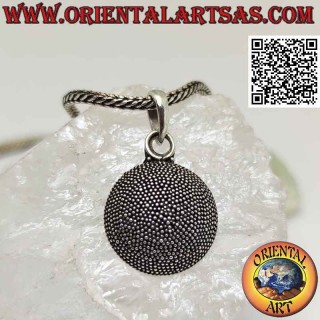 Silver pendant, sphere section formed by microspheres (handmade)
