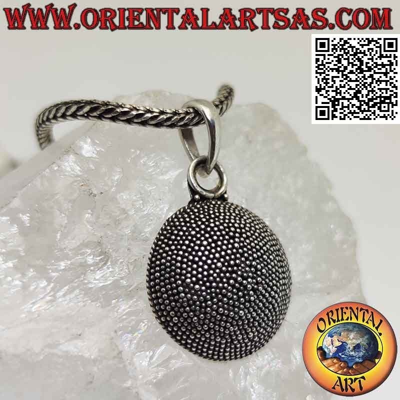 Colgante de plata, sección de esfera formada por microesferas (hecho a mano)