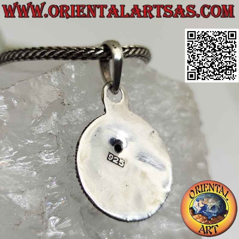 Silver pendant, sphere section formed by microspheres (handmade)