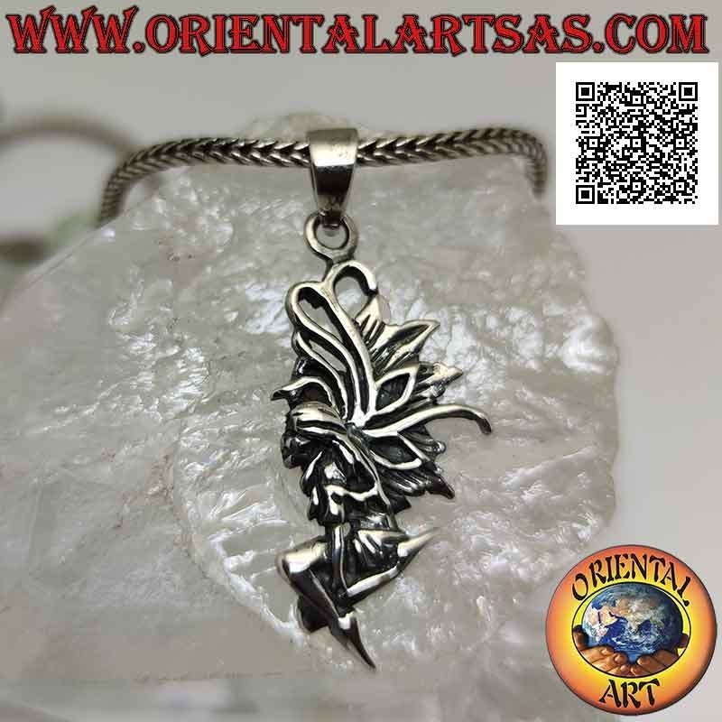 Silver pendant, the fairy in profile in flight cross-legged (elegant)