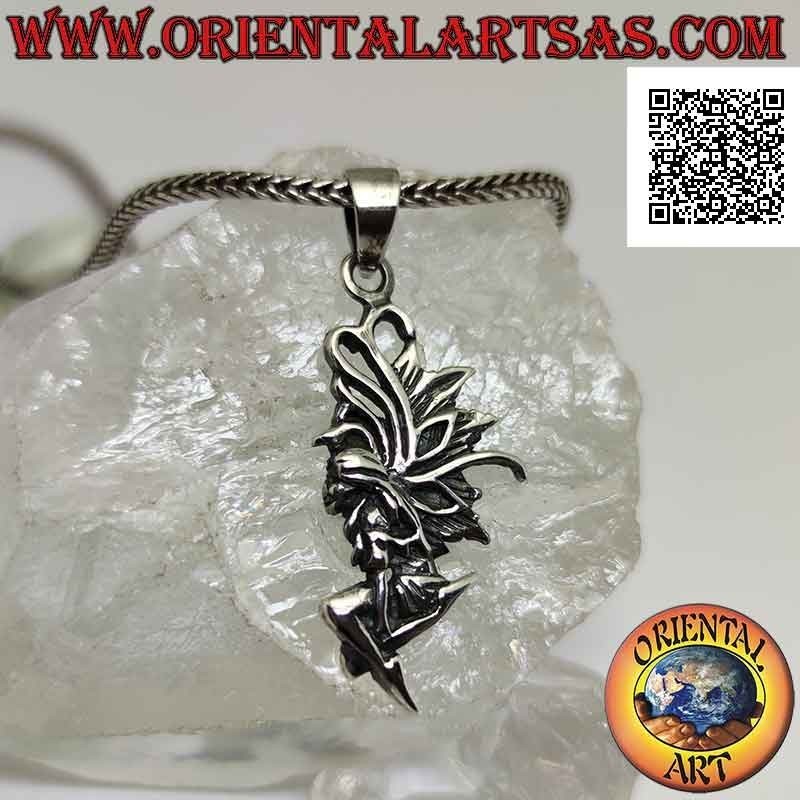 Silver pendant, the fairy in profile in flight cross-legged (elegant)