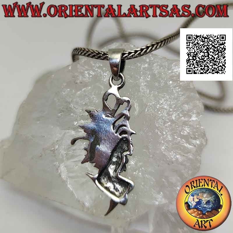Silver pendant, the fairy in profile in flight cross-legged (elegant)