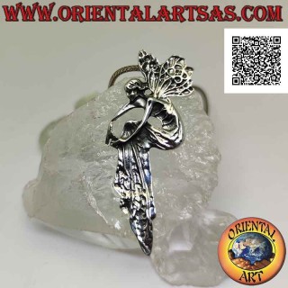 Silver pendant, the fairy with draped dress that hugs her legs