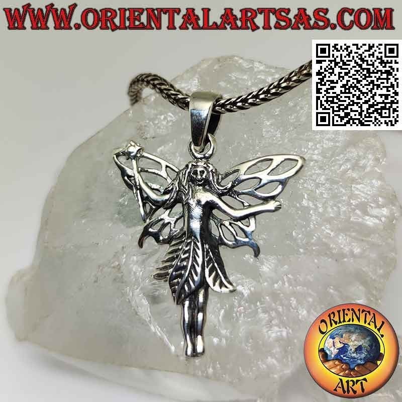 Silver pendant, the ascending fairy with a magic wand