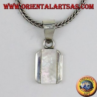 pendentif en argent rectangulaire avec nacre