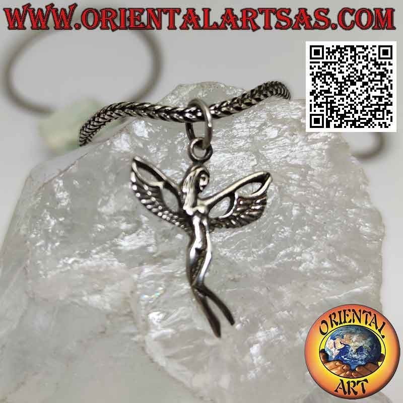 Pendentif en argent, la fée aux ailes déployées
