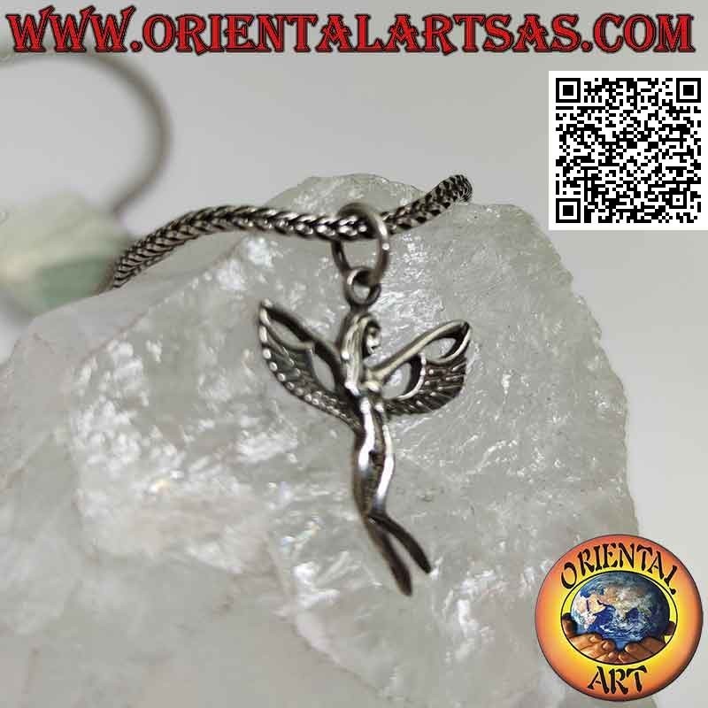 Silver pendant, the fairy with extended wings