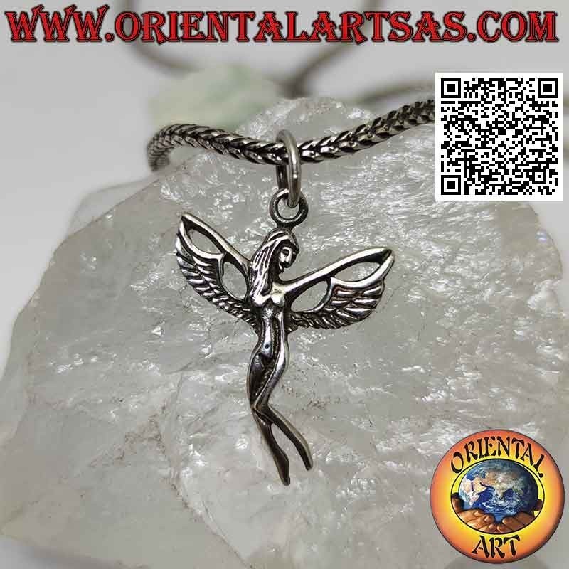 Silver pendant, the fairy with extended wings