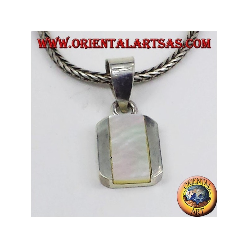 colgante de plata rectangular con nácar