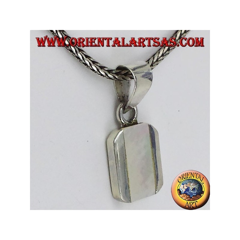 pendentif en argent rectangulaire avec nacre
