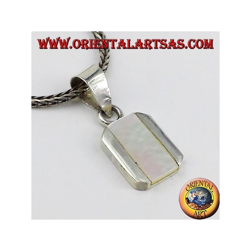 colgante de plata rectangular con nácar