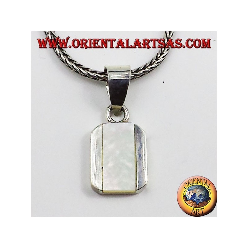 pendentif en argent rectangulaire avec nacre