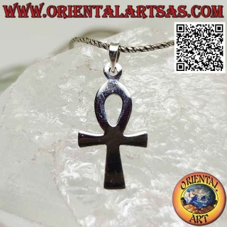 Silver pendant, Egyptian cross ankh (key of life) smooth and flat