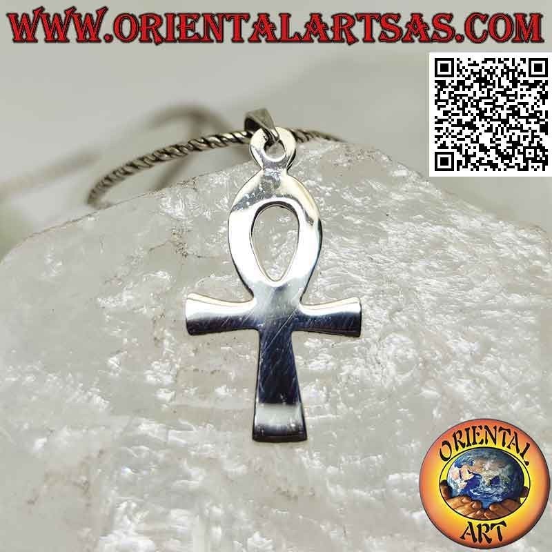 Pendentif en argent, croix égyptienne ankh (clé de vie) lisse et plate