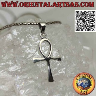 Silver pendant, Egyptian cross ankh (key of life) smooth and thin