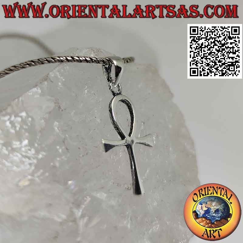 Silver pendant, Egyptian cross ankh (key of life) smooth and thin