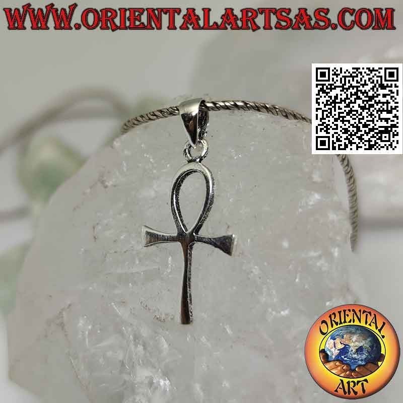 Pendentif en argent, croix égyptienne ankh (clé de vie) lisse et fine
