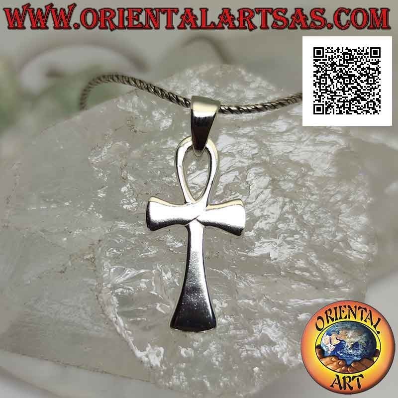 Pendentif en argent, croix égyptienne ankh (clé de vie) lisse et avec terminaisons croissantes