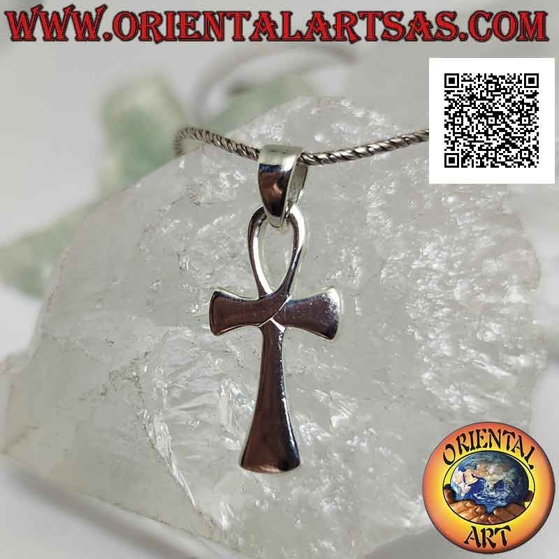 Pendentif en argent, croix égyptienne ankh (clé de vie) lisse et avec terminaisons croissantes
