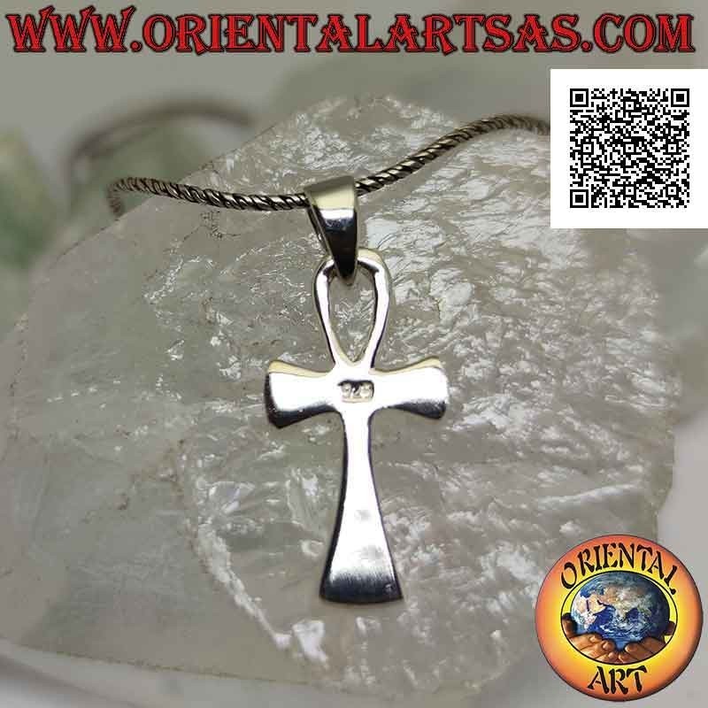 Ciondolo in argento, croce egizia ankh (chiave della vita) liscia e con terminazioni crescenti
