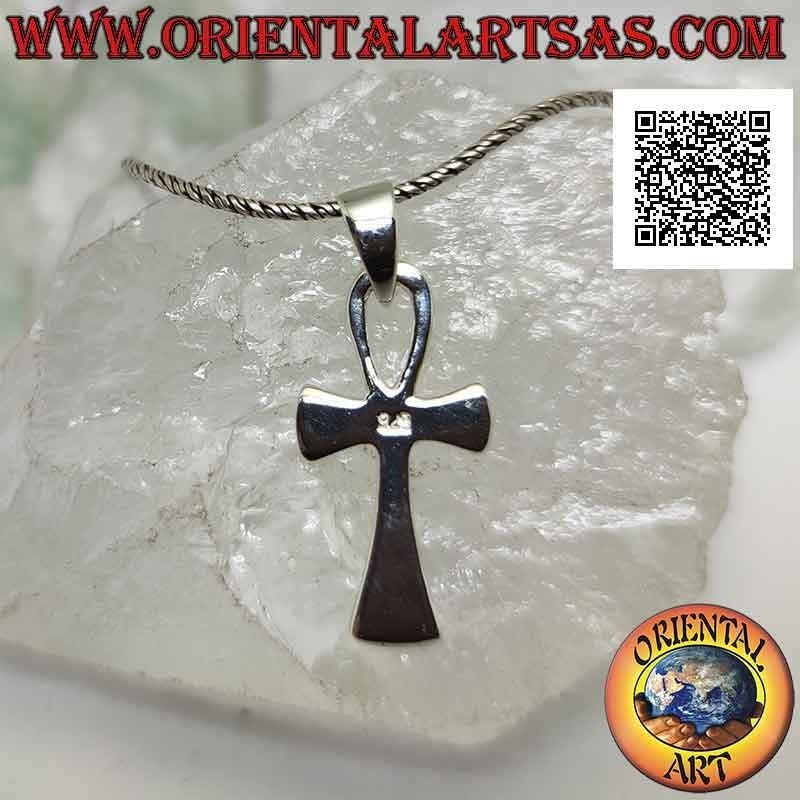 Pendentif en argent, croix égyptienne ankh (clé de vie) lisse et avec terminaisons croissantes